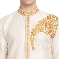 thumbnail image 3 of SKAVIJ Men's Art Silk Kurta Top Indian Wedding Casual Long Shirt X-Large Offwhite, 3 of 6