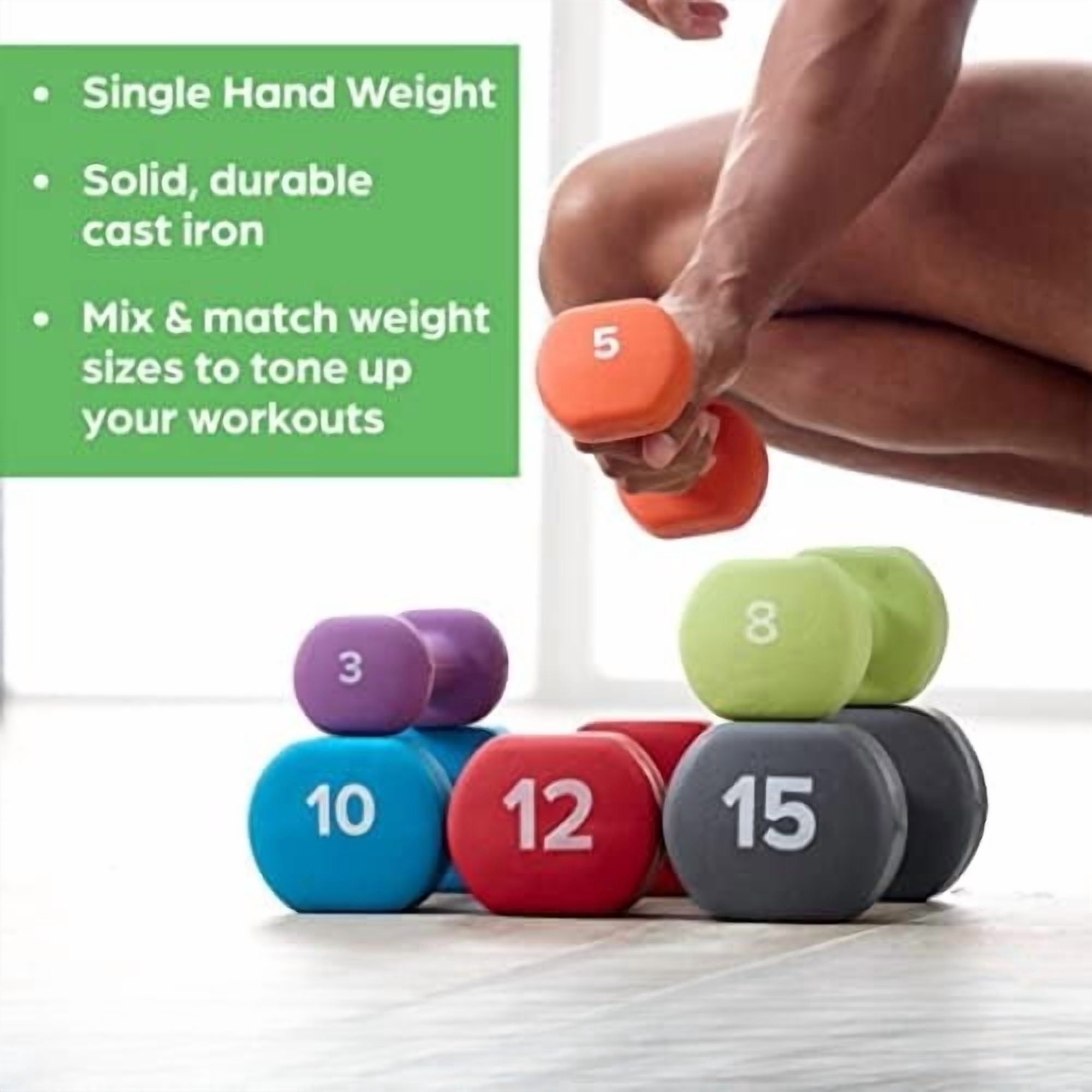 Dumbbell Hand Weight (Sold in Singles) - Neoprene Coated Exercise & Fitness Dumbbell for Home Gym Workouts and Strength Training - Free Weights for Women and Men