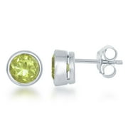 THE JEWELRY HUT TheJewelryHut Designer August BirthStone; Peridot Bezel Set Stud Earrings