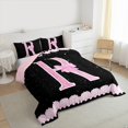 thumbnail image 3 of Manfei Personalized Gifts Bowtie Queen Comforter Set,Bowknot Latter R Bedding Sets,Pink Sparking Print Bedding Comforter Set For Princess,Lightweight Room Decoration Reversible,3 Pieces, 3 of 8