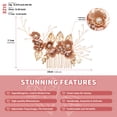 thumbnail image 6 of MIALLO Elegant Pink Floral Hair Comb, Golden Metal Leaf Bridal Hair Accessory for Garden Party & Daily Wear, 6 of 8