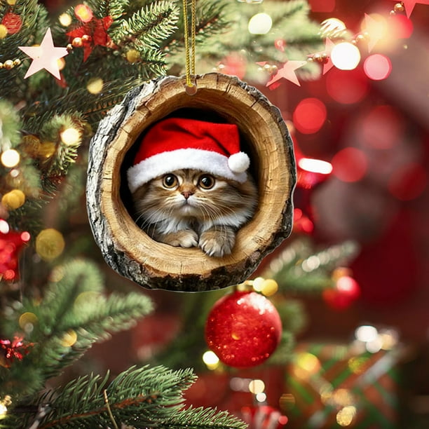 Adornos navideños de animales, estampados de animales para rbol de Navidad, adornos acrlicos, decoraciones de animales del bosque, Navidad