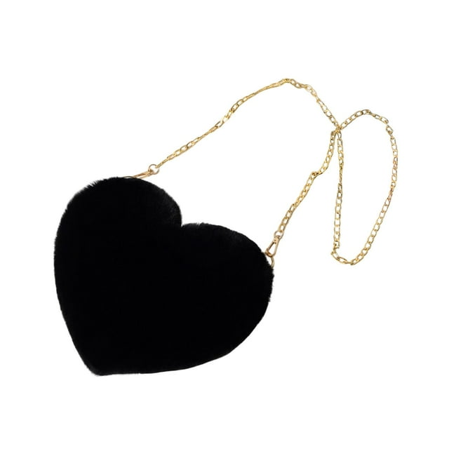 Bolso de hombro con forma de corazón para mujer, bolso ligero informal para niñas, lindo bolso con cadena, para exteriores, uso diario Negro Fernando Tote de hombro