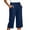 Dark Blue, variant on Vivianyo HD Women's Button Detail Wide Leg Denim Culottes, Casual High Waist Cropped Capri Pants for Women, With Side Inset Pockets, Women's Black, Sizes S-2XL