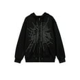 thumbnail image 3 of Caoirhny Women Zip up Jacket Rhinestone Spider Web Print Hoodies Long Sleeve Aesthetic Sweatshirt for Fall Streetwear, 3 of 6