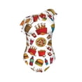 thumbnail image 7 of Fotbe Hot Dog Pizza Women's One Piece Swimsuits One Shoulder Swimwear Ruched Tummy Control Bathing Suits Cutout Monokini-Medium, 7 of 7