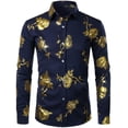 thumbnail image 1 of Nueva camisa de moda para hombre con estampado 3D de flores solapa con botones camisa de manga larga ropa de fiesta diseño de estilos camisas cómodas, 1 of 6