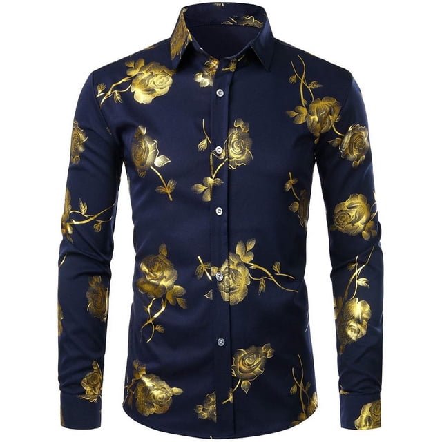 Nueva camisa de moda para hombre con estampado 3D de flores solapa con botones camisa de manga larga ropa de fiesta diseño de estilos camisas cómodas
