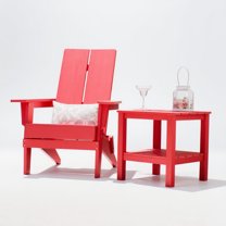 Krikacy Adirondack Chair With End Table,Folding High Back Chair With Cup Holders,for Patios,Red