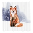 thumbnail image 2 of Ambesonne Fox Shower Curtain, Watercolor Winter Woods Animal, 69"Wx75"L, Dark Peach Purpleblue, 2 of 4