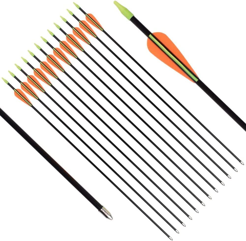 GPP 28" Recurve Bow Fiberglass Archery Target Arrows for Practice Arrow or Youth, Pack of 12