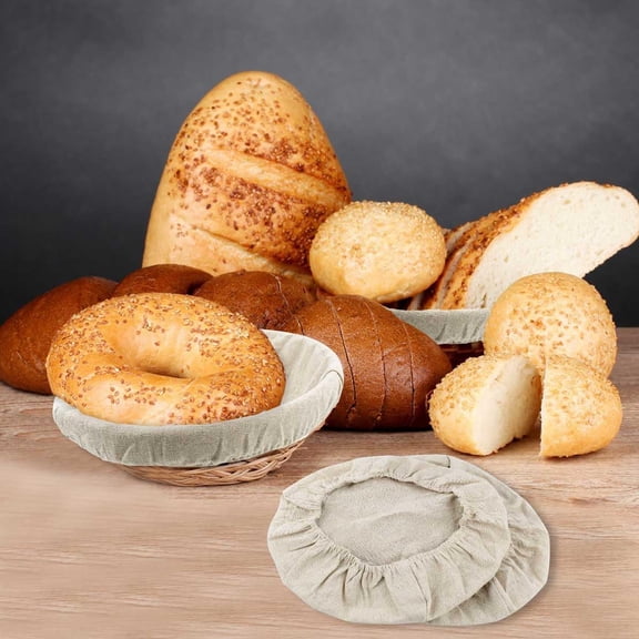 2 Pcs Round Bread Proofing Basket Cloth Liner Banneton Basket Liner Baking Dough Basket Cover Liner Oval Linen Sourdough Proofing Banneton Cloth 10 Inch Natural Rattan Liner Cloth for Baking Supplies