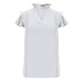 thumbnail image 5 of BLVB Womens Dressy Casual Tops Ruffle Short Sleeve V Neck Shirts Elegant Business Work Blouse Spring Summer Outfits Fashion Clothes, 5 of 7