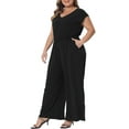thumbnail image 4 of Agnes Orinda Plus Size Jumpsuits for Women V Neck Sleeveless Wide Legs Pants Curvy Rompers with Pockets, 4 of 5