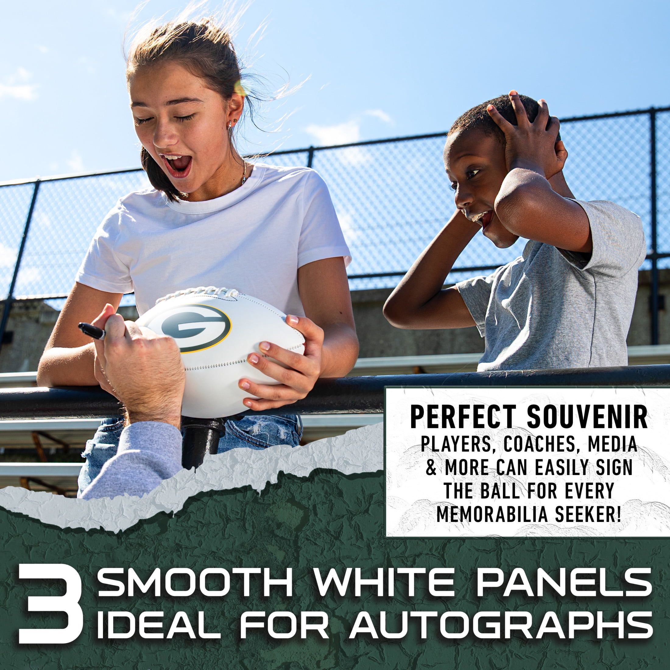 Franklin Sports NFL Green Bay Packers Autograph Football - Official Size White Panel Souvenir Football for Autographs + Signatures - NFL Team Fan Shop Memorabilia Football for Display