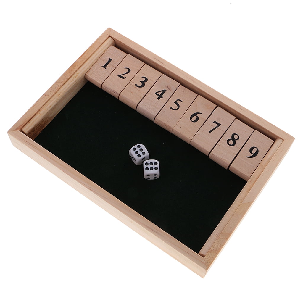 Shut the Box Board Game Set Wood Wooden Number Fun Drinking Games Dice New 