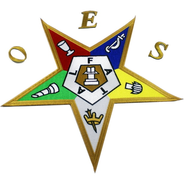 Eastern Star Pentagram Down Emblem IronOn Patch [Gold 12"] Walmart