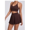 thumbnail image 3 of SKQIT Women 2 Piece Tennis Skirt V Neck Tank Top with High Waisted Skirt Yoga Golf Outfit with Built-in Bra Shorts & Pockets, 3 of 7