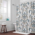 thumbnail image 6 of Medieval Flowers Shower Curtain for Bathroom Decor, Vintage Abstract Blue Brown Floral Waterproof Fabric Shower Curtain, 54"x78" Set with 12 Hooks, 6 of 9