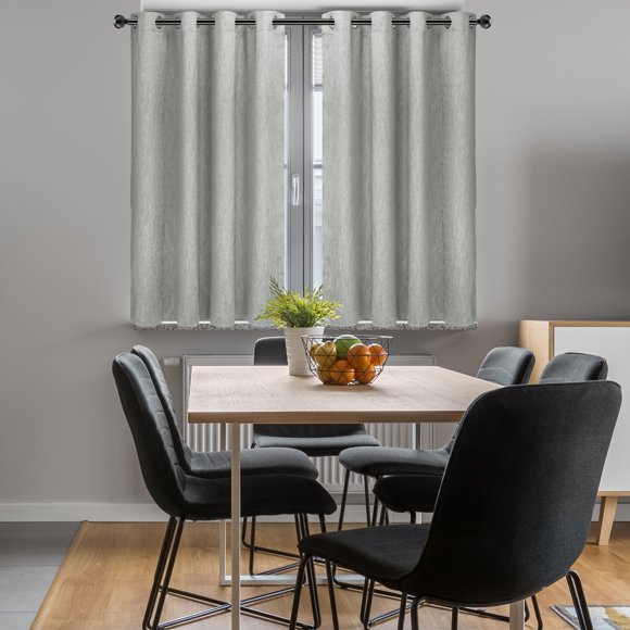 PiccoCasa 2 Panels Kitchen Linen Look Blackout Curtains Gray 52"x36"