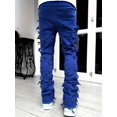 thumbnail image 2 of Creative Tassels Decoration Straight Fit Jeans, Men's Casual Medium Stretch Street Style Denim Pants For All Seasons, 2 of 10