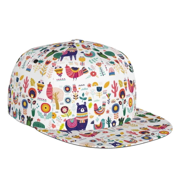 Balery Baseball Cap Flat Bill Hats for Men Adjustable Size for Running Workouts and Outdoor Activities All Seasons Dad Hat(Alpaca Flower )