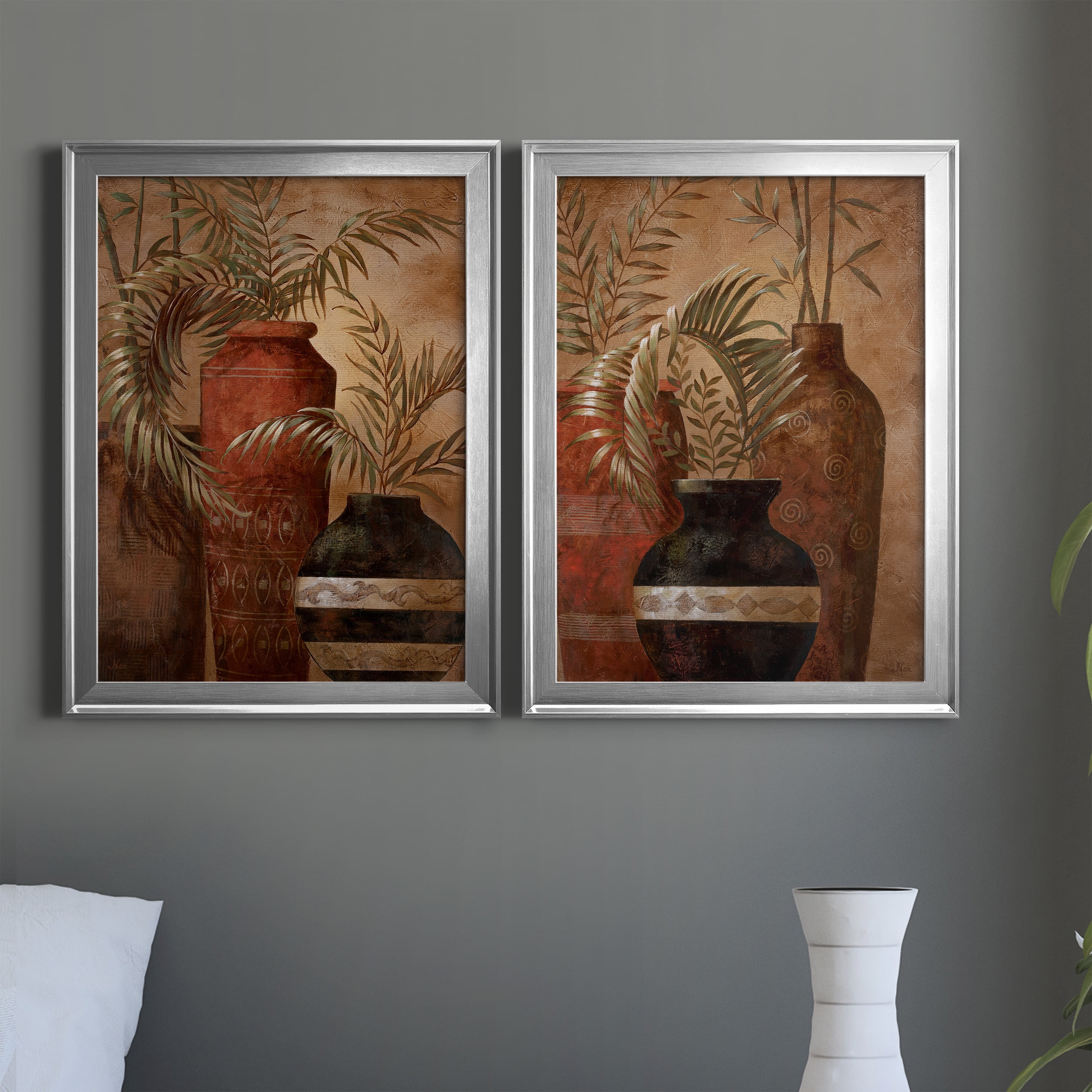 2 Piece Set Exotic Vacation I Premium Framed Canvas - Ready to Hang - 18.5 x 24.5 Each - Silver Frame