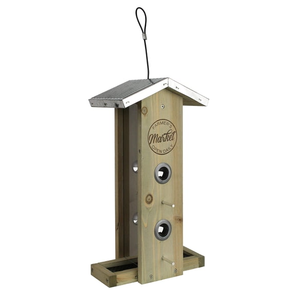 Wild Wings WWGF1-DECO Mangeoire Trémie Verticale en Cèdre Galvanisée et Vieillie pour Oiseaux