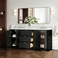 thumbnail image 2 of ARIEL Milan 72 Inch Double Rectangle Sink Bathroom Vanity with Carrara White Quartz Countertop 1.5 Inch in Black, 2 of 7