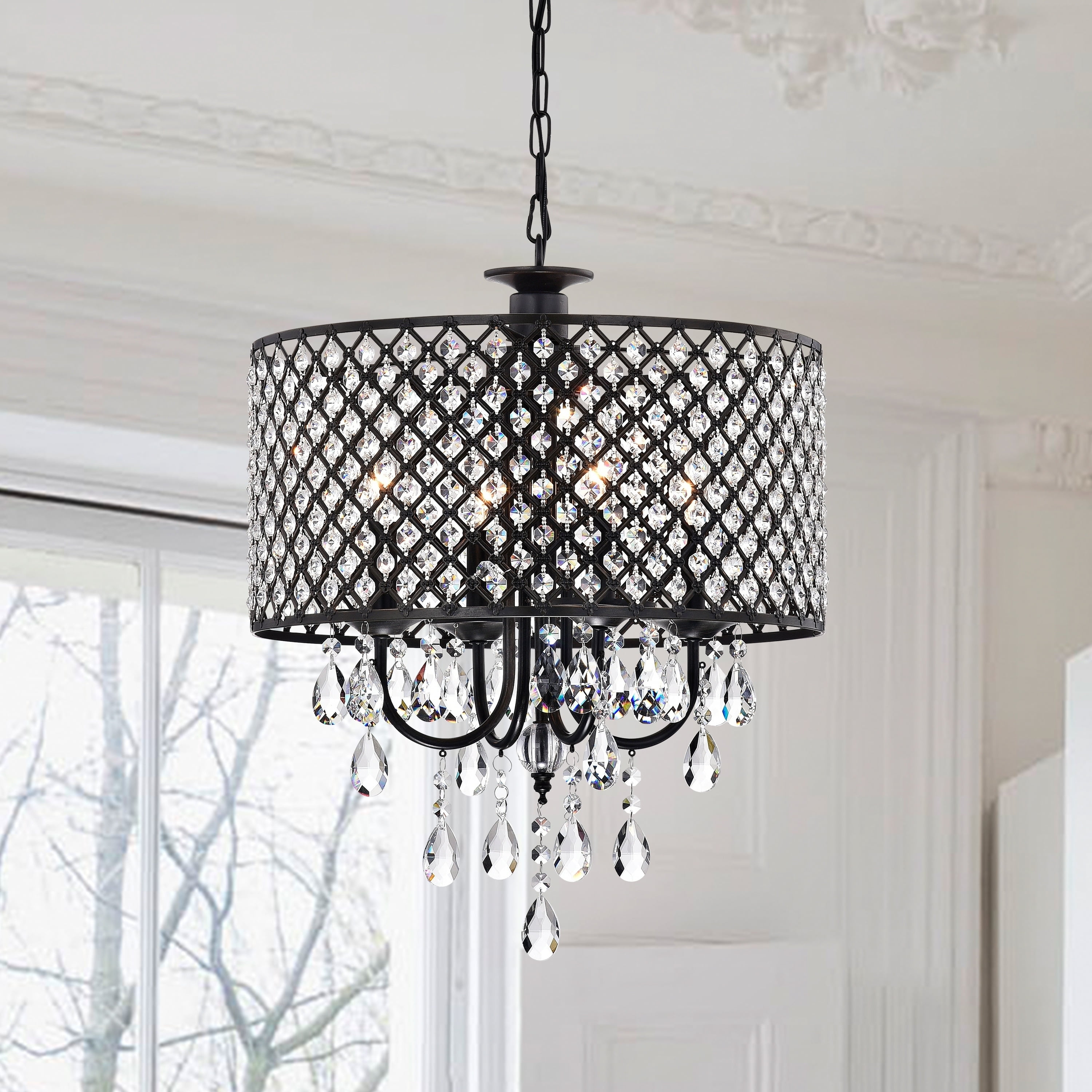 First Lighting Pluto Crystal 4-light Dimmable Drum Chandelier - Walmart ...