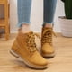 thumbnail image 5 of Botas altas británicas de algodón para mujer, zapatos informales de talla grande, botas de cuero para vestido de trabajo, color amarillo, otoño e invierno, 5 of 5