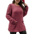 thumbnail image 3 of Long Sleeve Shirts for Women Long Sweaters with Pockets Tunic Tops Loose Fit Rouge M, 3 of 8