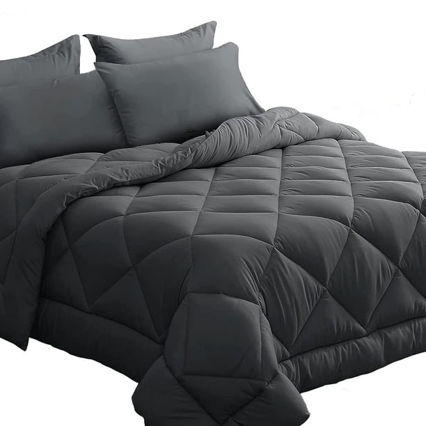 Juego de edredón HEVUMYI Queen, 7 piezas, reversible, gris
