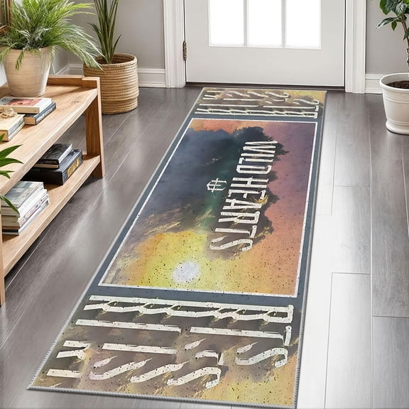 2x6 FT Kitchen Runner Rugs Non Skid Washable, Faux Wool Rug Runners for Hallways Bathroom Carpet Runner, Soft Indoor Modern Floor Rug for Entryway Laundry Room