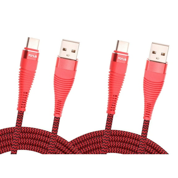 Fast Charge 6ft and 10ft Long USB-C Cables for Boost Mobile Celero 5G/Plus (2024) - TYPE-C Cord Power Wire Data Sync Red Braided High Speed for Celero 5G/Plus (2024) Models