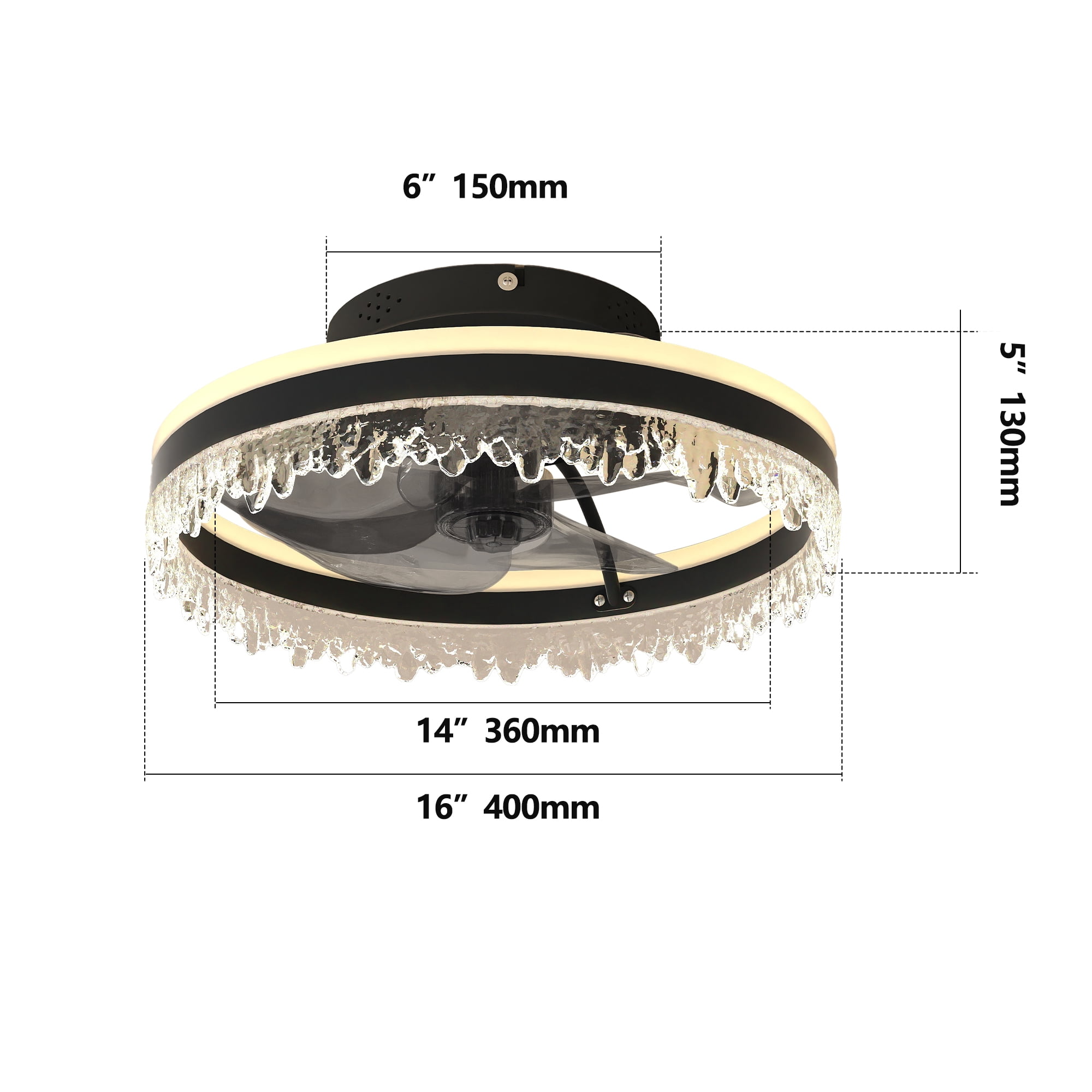 Miniyam Low Profile Ceiling Fan with Light – Dimmable LED, 3 Color Temperatures (3000K/4000K/6500K), Quiet 35dB DC Motor, Reversible Blades, Timer & Memory Function