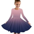 thumbnail image 2 of Odeerbi Kids Girls Skater Twirl A-Line Dress Long Sleeve Pleated Dancing Dress Spring Fall Gradient Dress Stretchy Twirly Skater School Recital Dress Kids Clothes Pink, 2 of 5