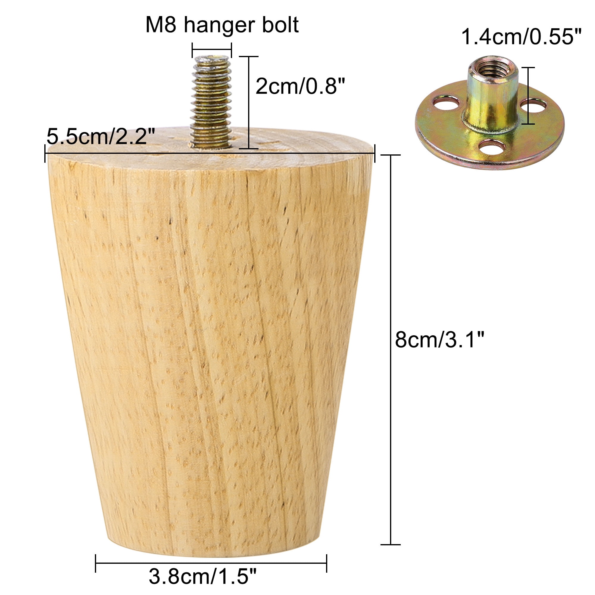 Unique Bargains Wood Furniture Legs Replacement Feet for Furniture DIY, 4Pcs