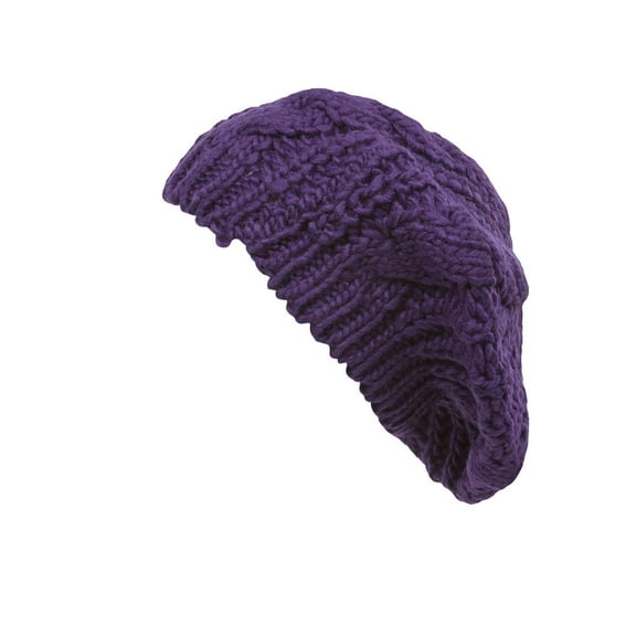 Knit Weave Fashion Beret - Purple