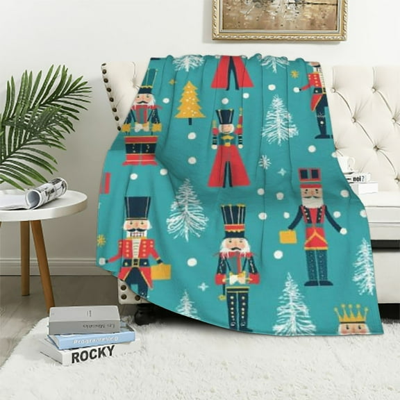 PRATYUS Christmas Nutcracker Gifts Blanket Xmas Dance Bed Throw Blanket Soft Lightweight Cozy Warm Blankets for Kids Teens Men Women 40x50in