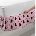 thumbnail image 2 of Cat Lover Bed Skirt, Kitten Motifs Along Paws Childish Characters Toddler Animal Scene, Elastic Bedskirt Dust Ruffle Wrap Around for Bedding Decor, 4 Sizes, Baby Pink and Night Blue, by Ambesonne, 2 of 2