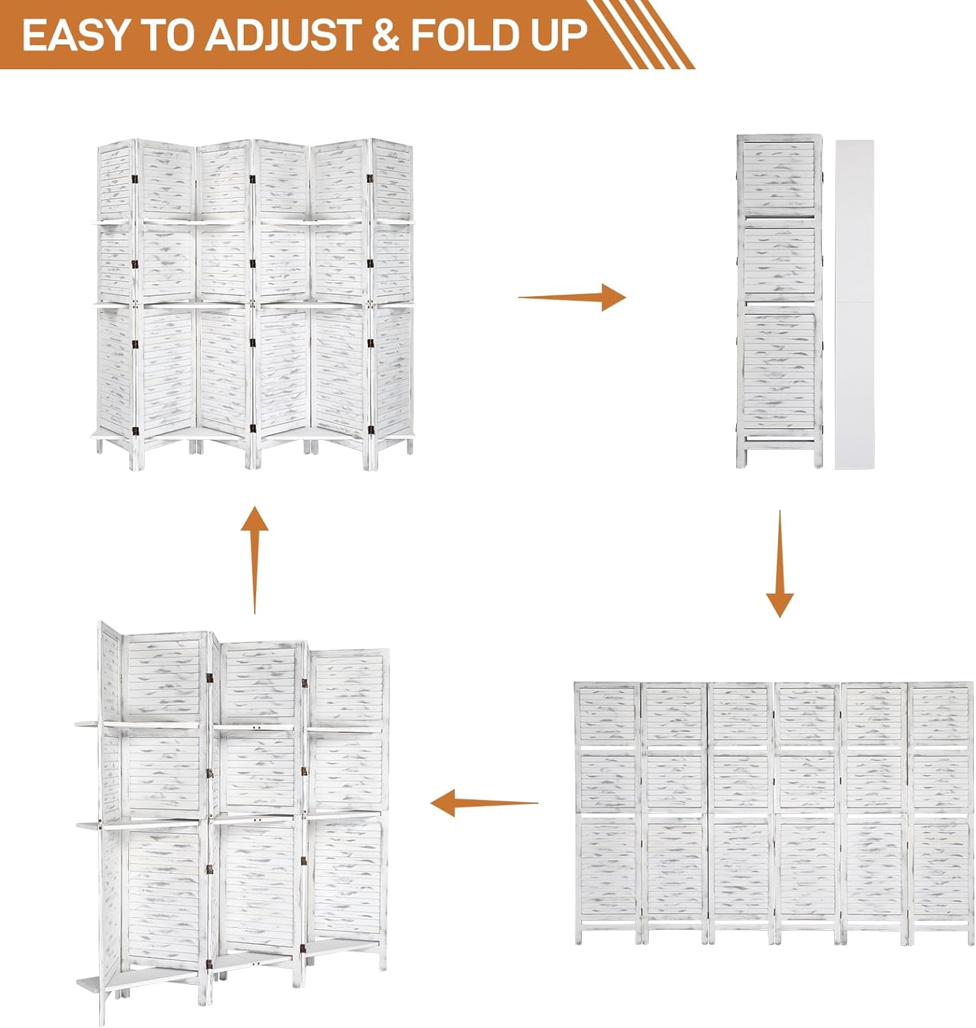 Bonnlo Wood Room Divider Privacy Screen, 5.9 Ft Tall Folding Partition Wall Divider, Freestanding Space Separator