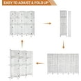 thumbnail image 3 of Bonnlo 6 Panels Wood Room Divider with Shelves, 6 FT Height Folding Privacy Screens, Indoor Freestanding Room Partition Wall Divider, Hinged Space Separator (Grey, 6 Panel), 3 of 7