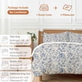 thumbnail image 6 of 3 Piece Blue Flowers Duvet Cover Set Full Size,Microfiber Comforter/Quilt Cover with Corner Ties and 2 Pillowcases,Retro Rustic Botanical Floral Leaves Vines All Season Bedding with Zipper Closure, 6 of 8