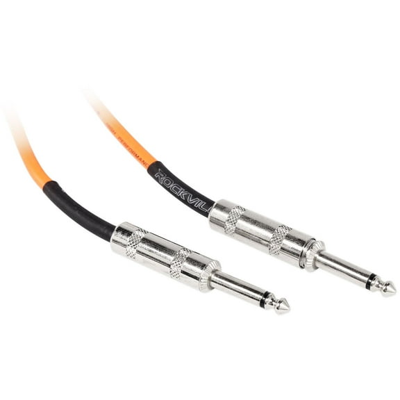 Rockville RCGT3O 3' 1/4'' TS to 1/4'' TS Instrument Guitar Cable in Orange