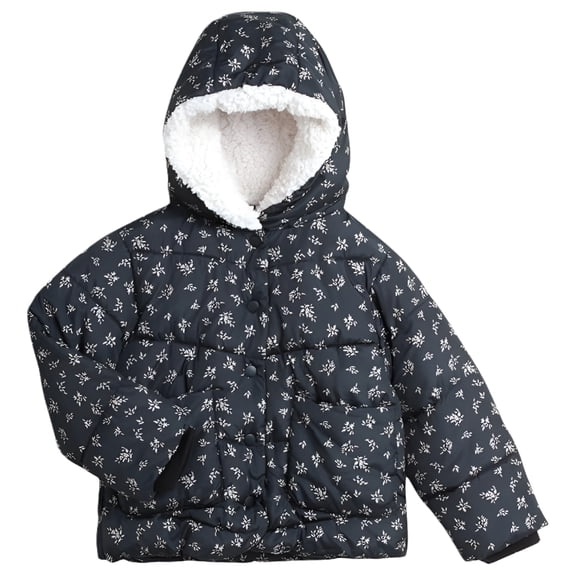 Jessica Simpson Baby Girls Puffer Jacket Sherpa Lined Hood Quilted Winter Coats