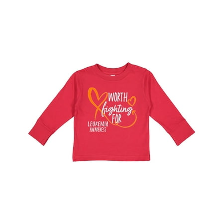 

Inktastic Worth Fighting For Leukemia Awareness Orange Heart Gift Toddler Boy or Toddler Girl Long Sleeve T-Shirt