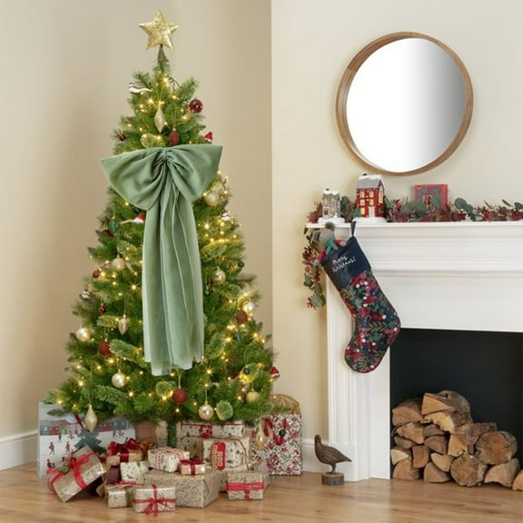 Large Christmas Bows for Wreath, Merry Christmas Wreath Bows Burlap Bow Winter Holiday Snowflake Craft Ribbon Bow Xmas Tree Bows for Front Door Christmas Year Decorations