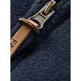 thumbnail image 6 of Lumento Mens Outwear Long Sleeve Sherpa Jackets Zip Up Fleece Jacket Plain Polar Coats Solid Color Deep Blue M, 6 of 9