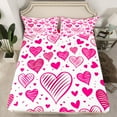thumbnail image 2 of Castle Fairy Love Heart Print Full Size Sheets 4-Piece for Teenagers Female Women,Romantic Valentine's Day Breathable Bed Sheets,Pink Couple Lover Lightweight Sheet Sets,Luxury Bedroom Decor, 2 of 7